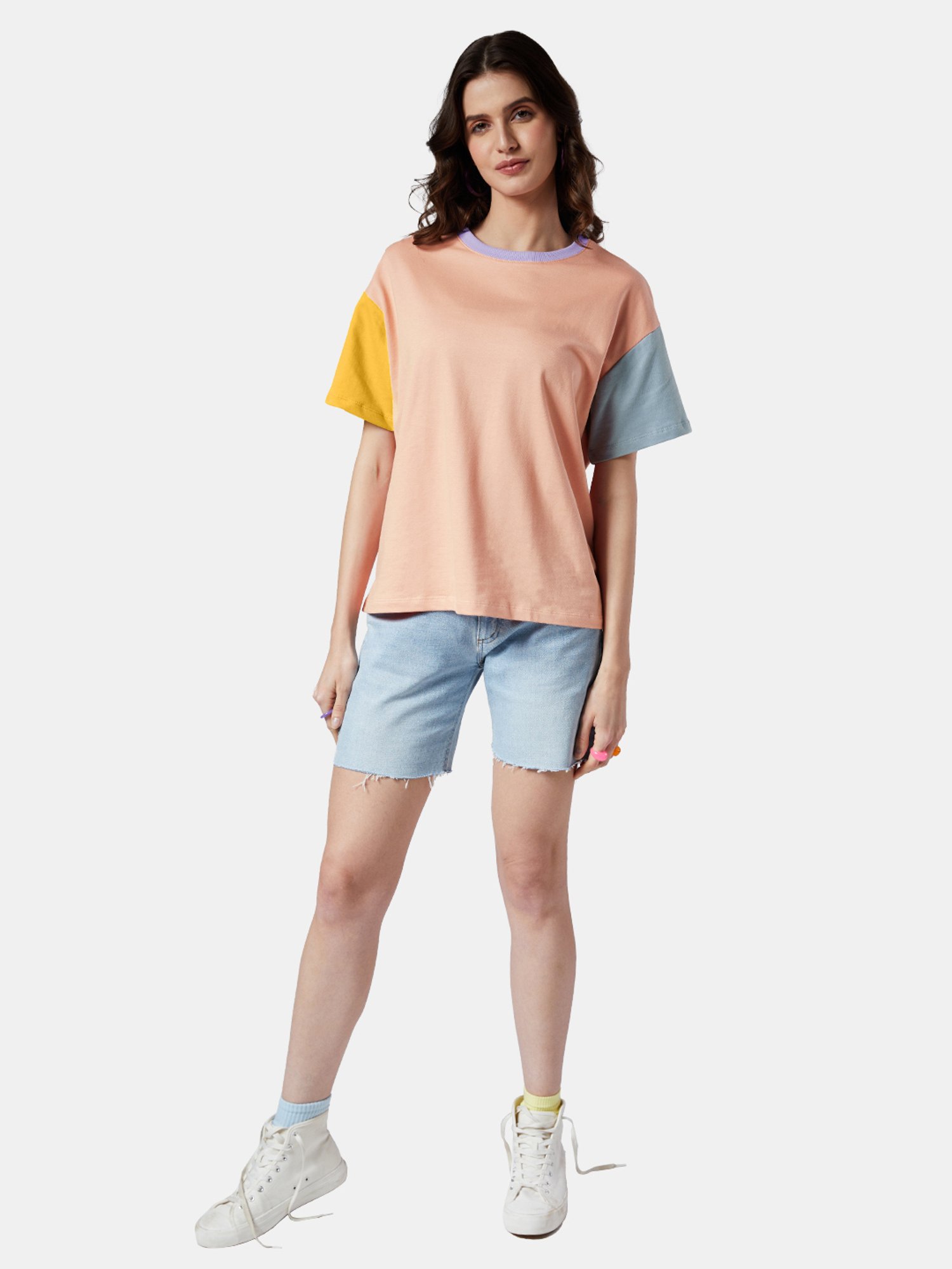 The Souled Store Multicolor Color-Block Oversized T-Shirt