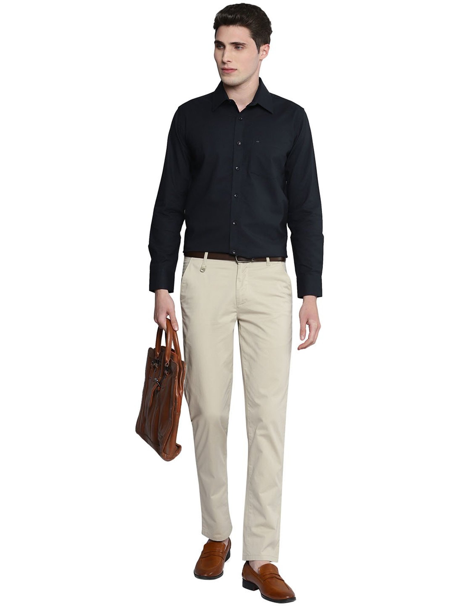 Allen cooper Black Regular Fit Shirt