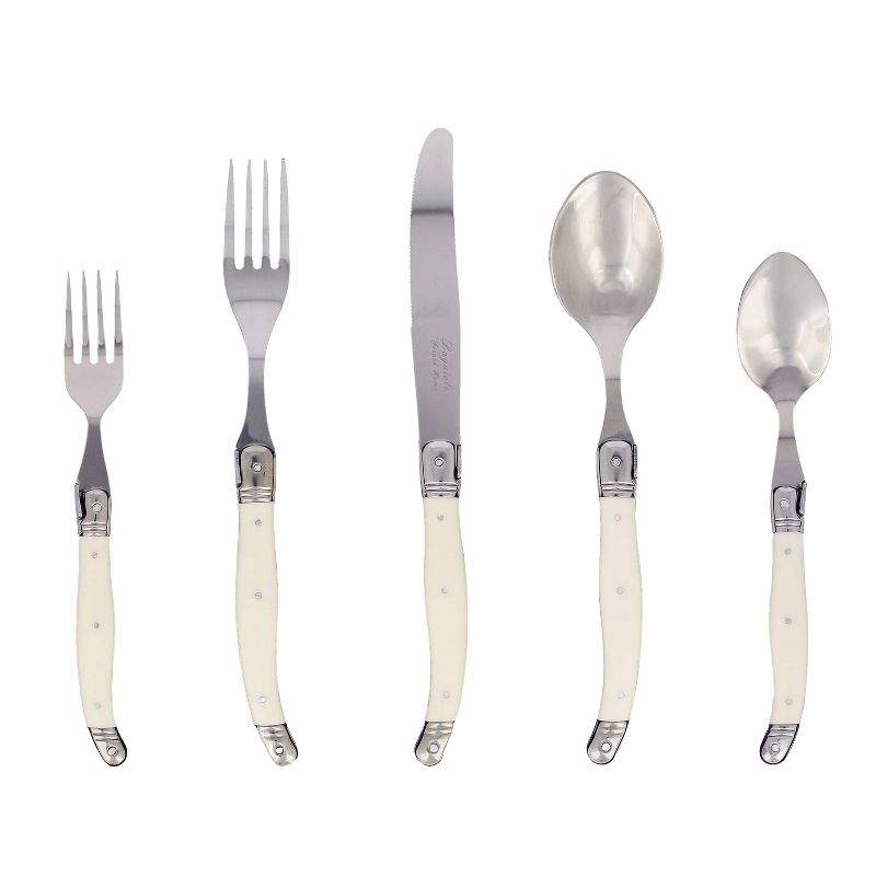 20pc Stainless Steel Laguiole Faux Ivory Flatware Set White - French Home