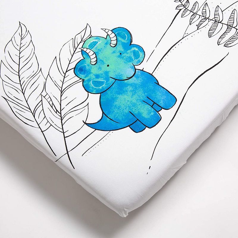 JumpOff Jo Fitted Mini Crib Sheet, Cotton Crib Sheet for Miniature Sized Crib Mattresses, Hypoallergenic and Breathable, 24" x 38", Tiny Dinosaur