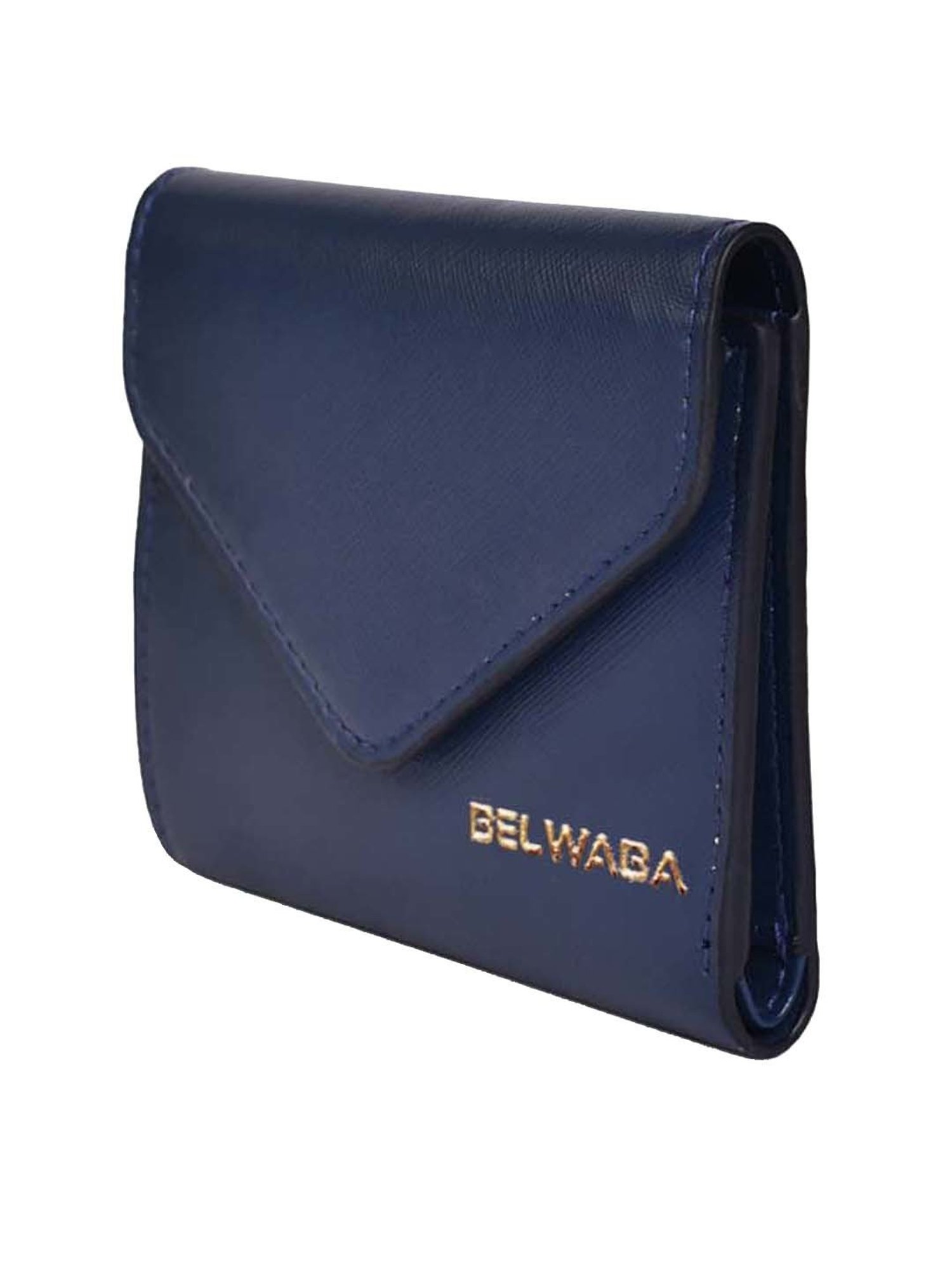 BELWABA Navy Textured Tri-Fold Wallet for Women