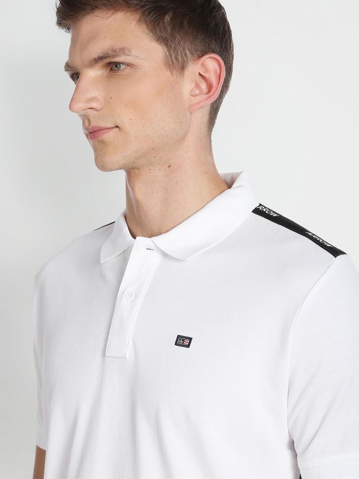 Arrow Sport White Cotton Regular Fit Polo T-Shirt
