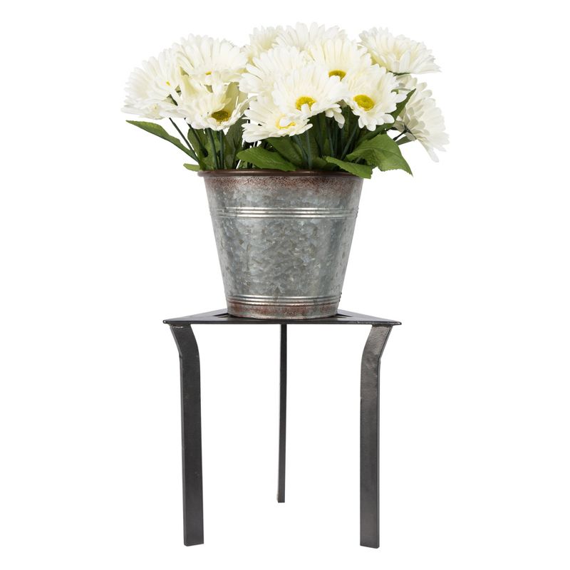 12" Tall Triangular Trivet Iron Plant Stand Graphite Powder Coat - Achla Designs