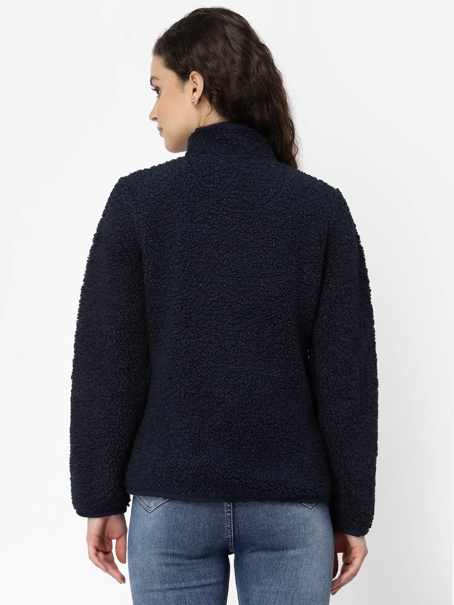Juelle Navy Front-Open Sweatshirt
