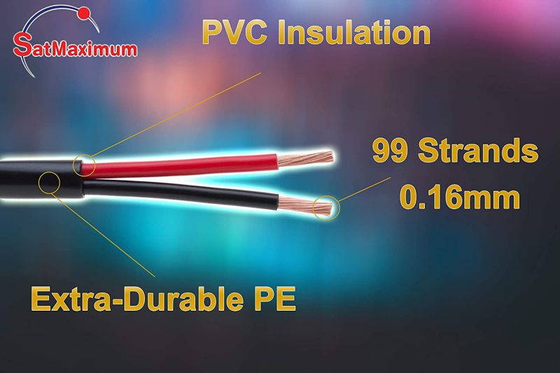 Satmaximum Outdoor Speaker Cable 14 AWG Direct Burial UV Protection Rated Audio Water Proof Wire (500 Feet 14/2)