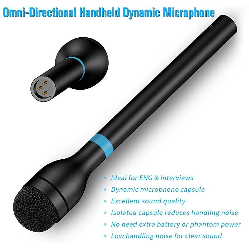 Dynamic Handheld Microphone OmniDirectional Mic for Speeches ENG Interviews Presentations and Music 70Hz15kHz with 3 Pin XLR Connector