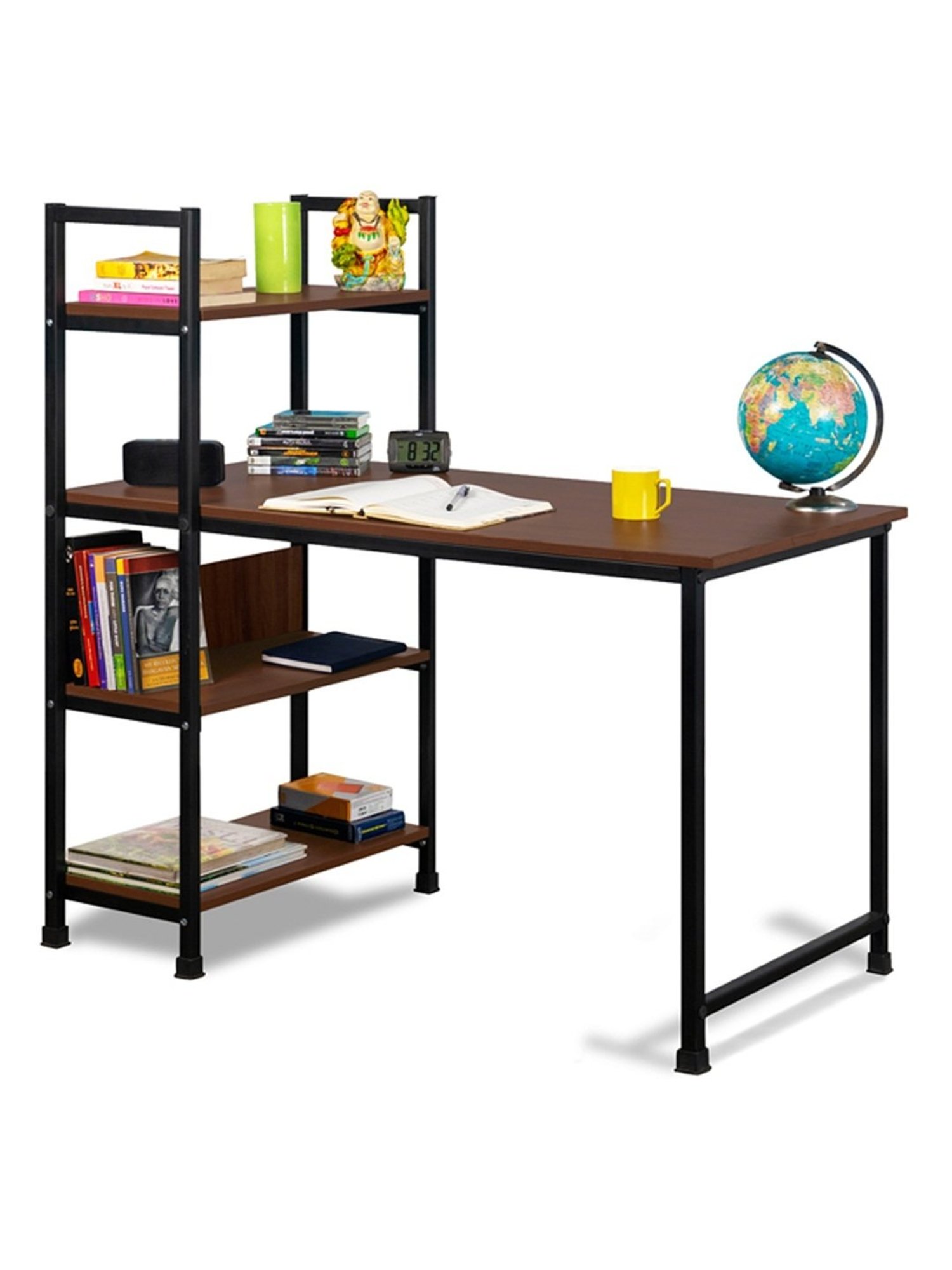 Delite Kom Stark Acacia Dark Black Metal Free Standing Study Table