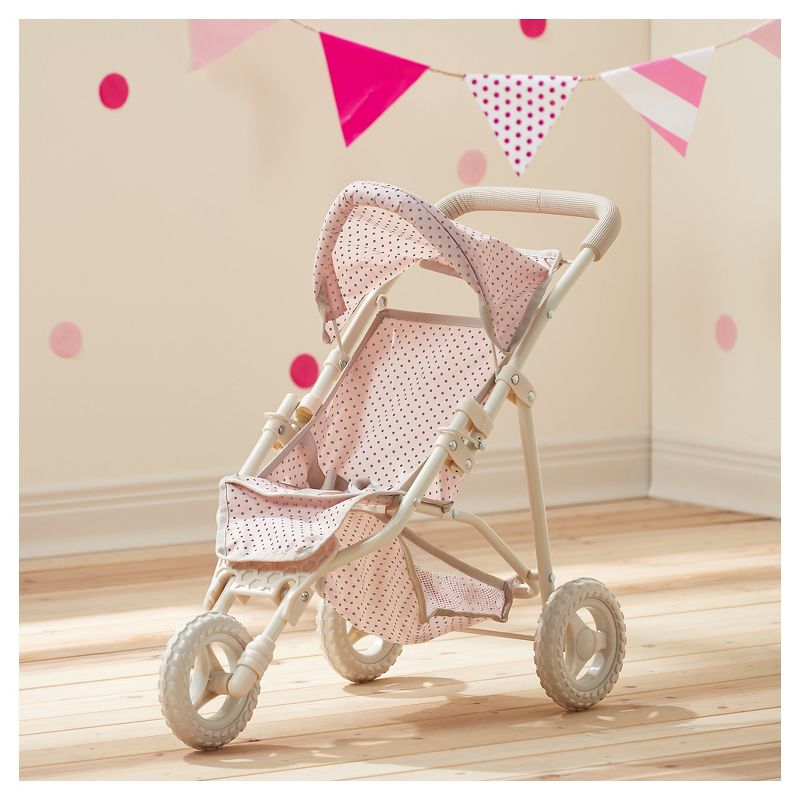 Olivia's Little World - Polka Dots Princess Baby Doll Jogging Stroller - Pink & Gray
