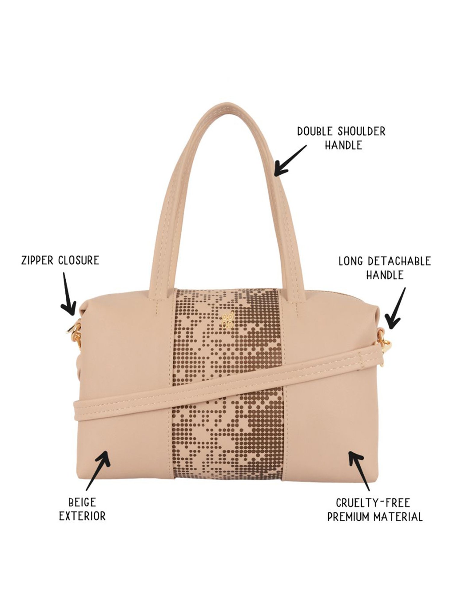 Baggit Beige Printed Small Duffle Bag
