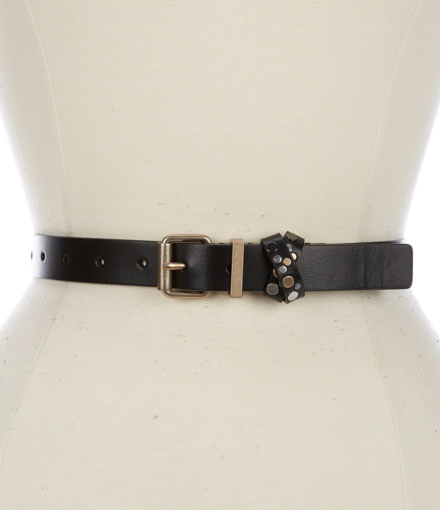 AllSaints 1#double; Multi Loop Studded Leather Belt