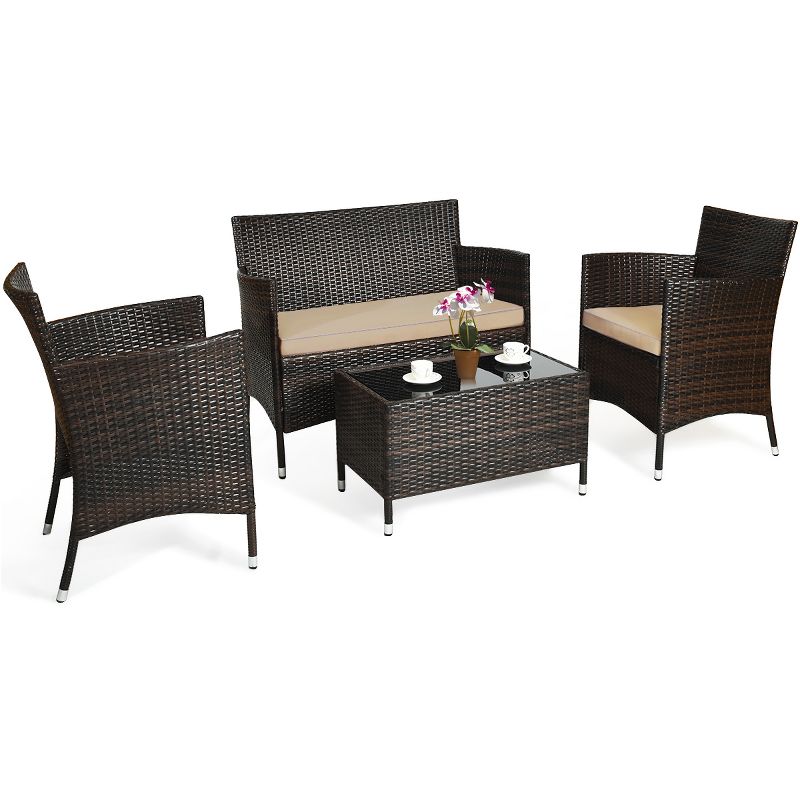 7pc Studio Shine Collection Patio Conversation Set with Sofa, 4 Armchairs & 2 Tables - W Unlimited