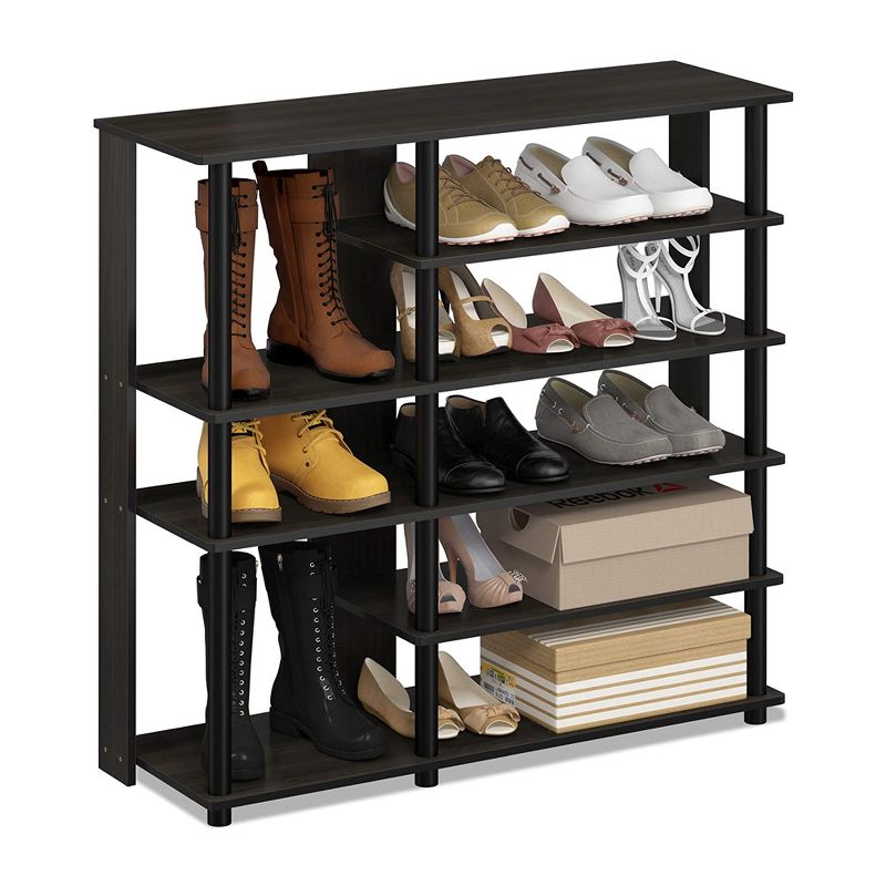Furinno Turn-N-Tube Multipurpose Storage Shoe Rack Shelf Organizer for Home Entryways, Living Rooms, and Mud Rooms, Espresso Black