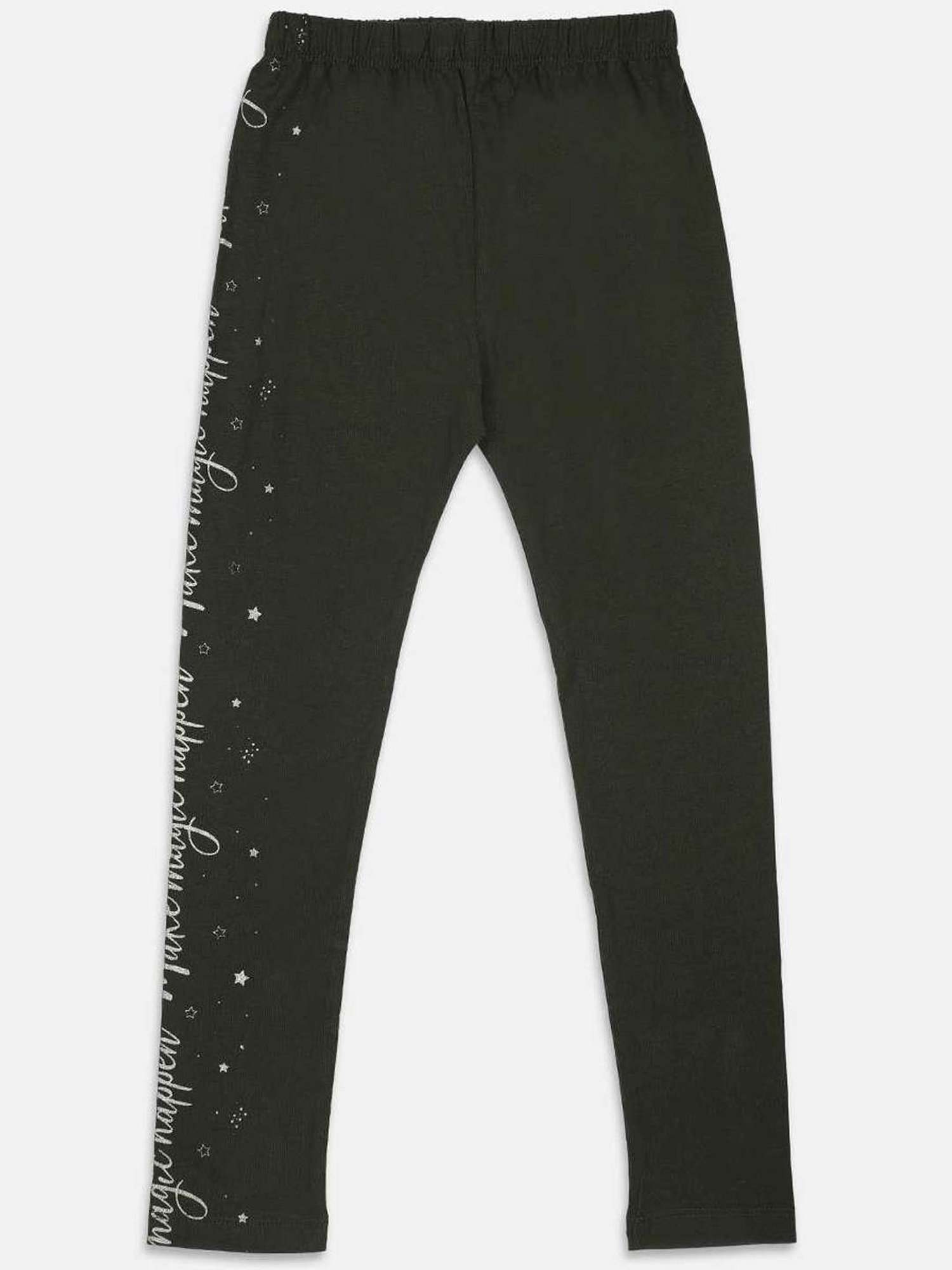 NINS MODA Kids Olive Green Printed Leggings