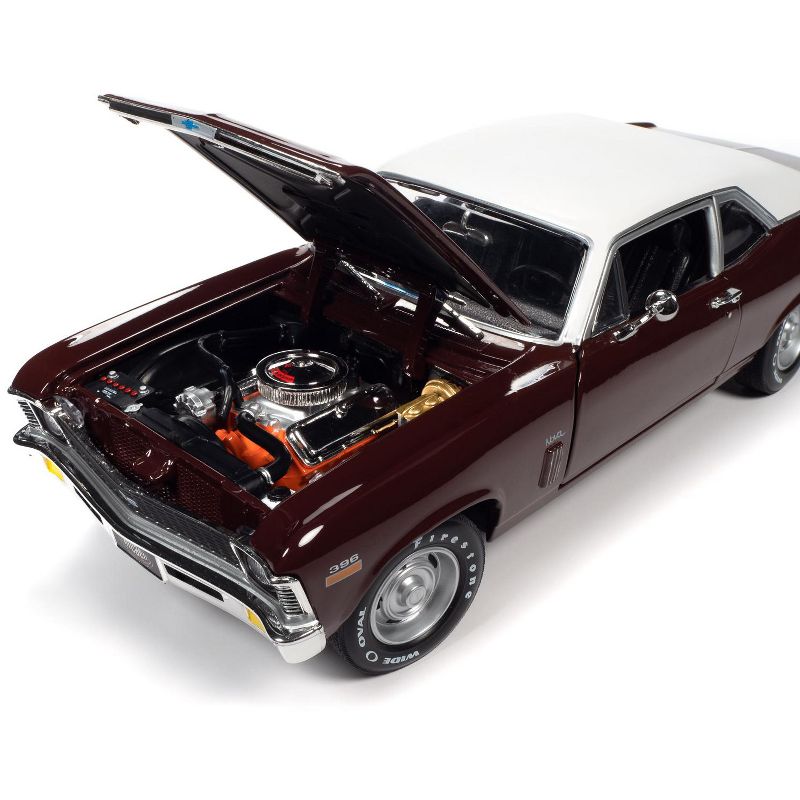 1970 Chevrolet Nova SS 396 Black Cherry w/White Top "Muscle Car & Corvette Nationals" MCACN 1/18 Diecast Model Car by Autoworld