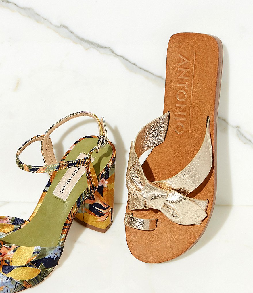 Antonio Melani Loyren Knotted Metallic Thong Flat Sandals