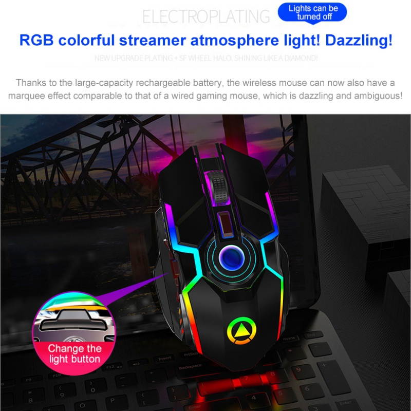 A5 Wireless Mouse, Rechargeable Game, RGB Light-emitting Mute, Silent Computer Accessories, Lithium Battery 500 MAh