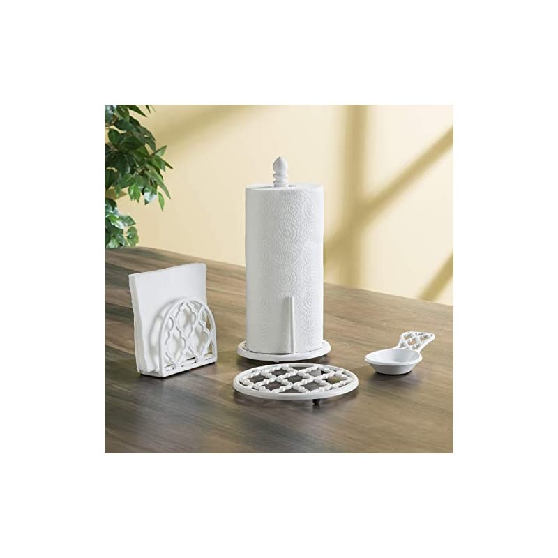 Lattice Collection Cast Iron Napkin Holder (White)