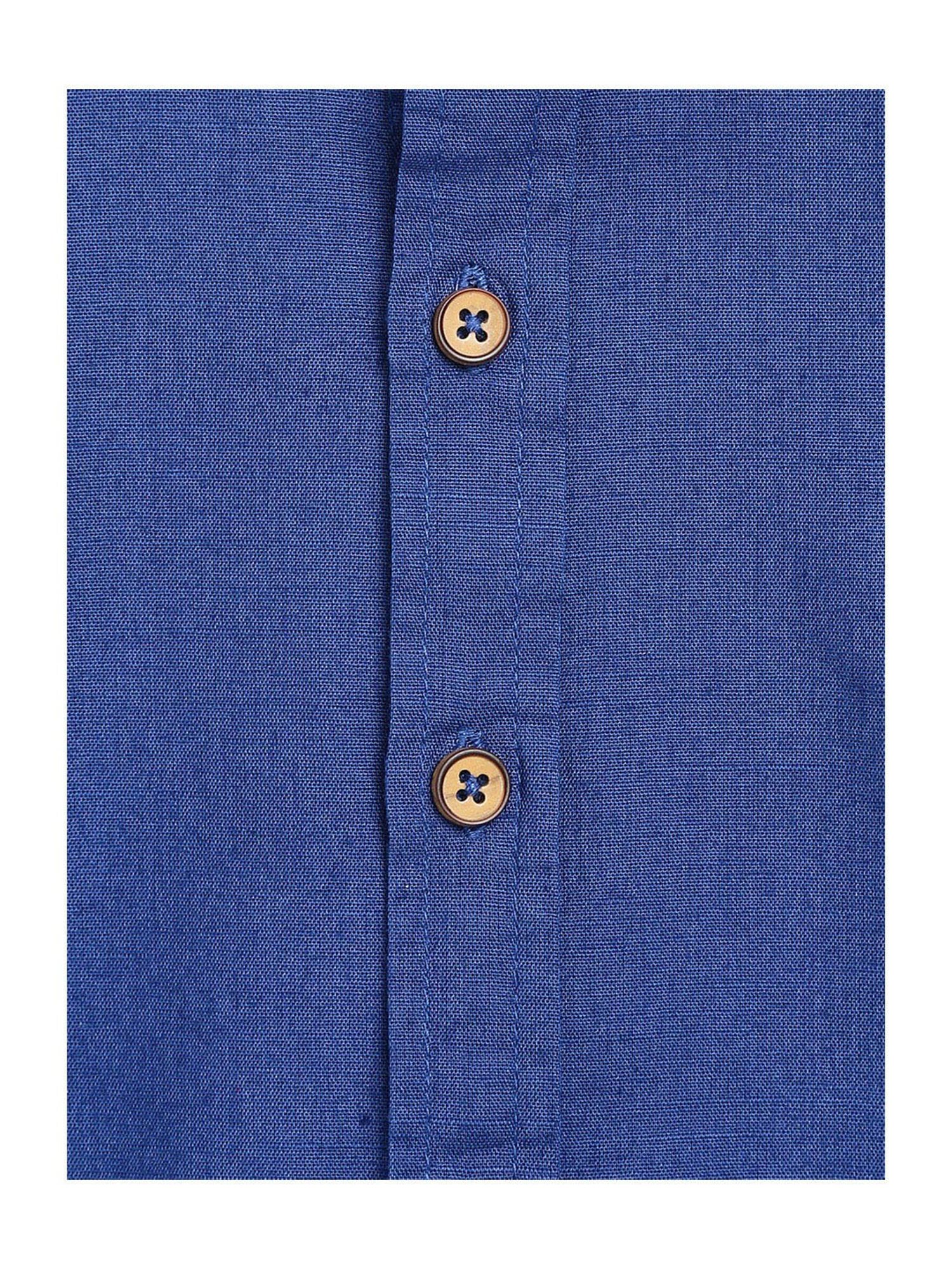 Campana Kids Blue Solid Full Sleeves Shirt