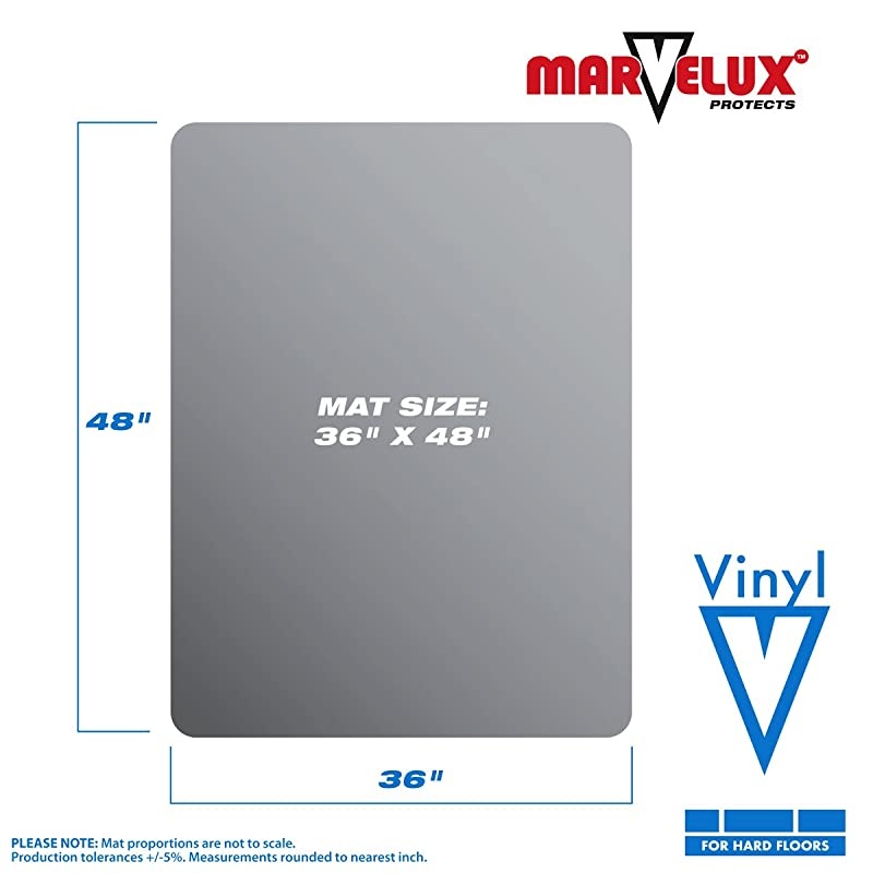 Vinyl PVC Office Chair Mat for Hardwood Floors 36 x 48 | Transparent Hard Floor Protector Rectangular | Shipped Flat | Multiple Sizes