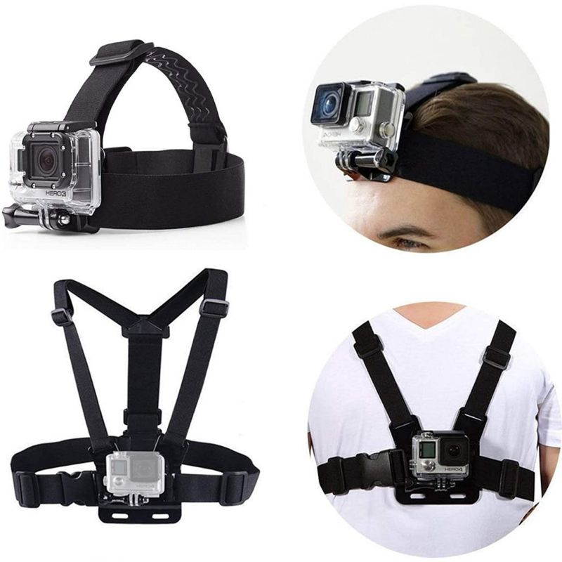 ROME CARE 2 in 1 Chest Mount Harness Chesty Head Mount Strap for Action Camera Compatible with GoPro Hero 9, 8,Max,Go Pro Hero 7, 6, 5, 4, Session, 3+, 3, 2, 1, Hero (2018), Fusion, DJI Osmo,AKASO
