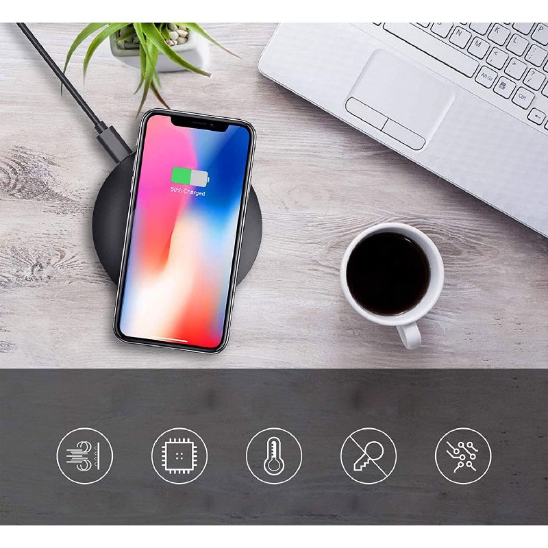 Letscom Wireless Charger, Qi-Certified 15W Max Fast Wireless Charging Pad, Compatible with Apple, Samsung & LG Phones AV Adapter NOT Included - Super P