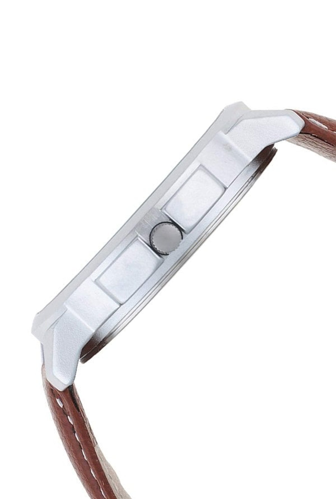 Helix By Timex Silver Round Dial Analog Leather Men Watch - TW027HG00