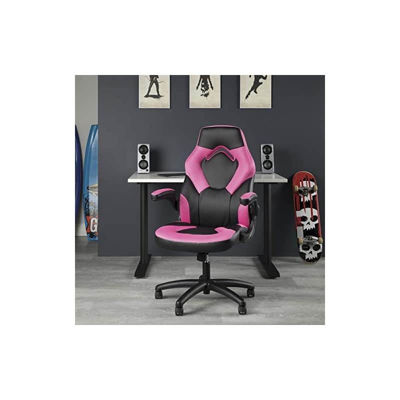 ESS Collection Racing Style Bonded Leather Gaming Chair, in Pink (ESS-3085-PINK)
