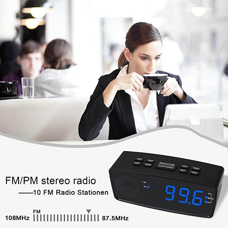 Clock, Clocks for Bedrooms with AM/FM Radio,Dimmer,Snooze,Battery Backup