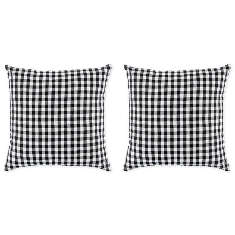 2pk 20"x20" Oversize Gingham Square Throw Pillow Covers Black/White - Design Imports