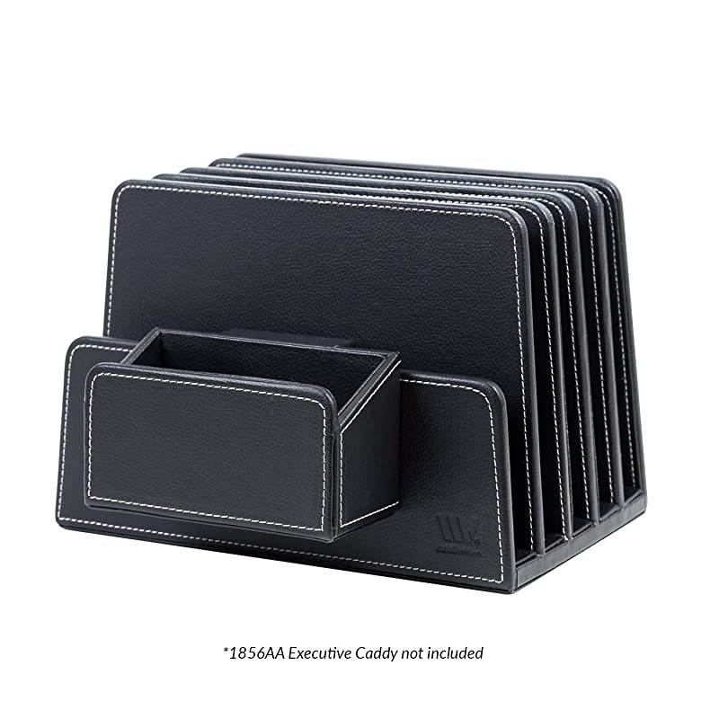 Executive Black Desktop File Folder Organizer and Paper Tray 5 Slot Dividers