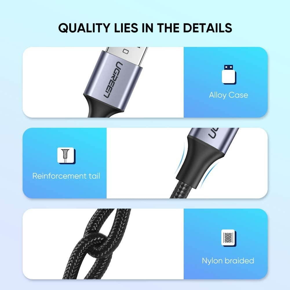 UGREEN USB Type C Cable Nylon Braided USB A to USB C Fast Charger Compatible for Samsung Galaxy S20 S10 S9 S8 Note 9 8 GoPro Hero 7 5 6 PS5 Controller Nintendo Switch LG G8 G7 V40 (1.5ft)