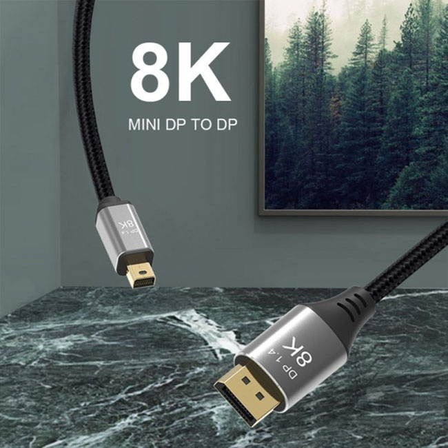 2.0M FVH DisplayPort 1.4 8K 60hz Cable Ultra-HD UHD 4K 144hz Mini DP to DP Cable 7680*4320 for Video PC Laptop TV DP-037