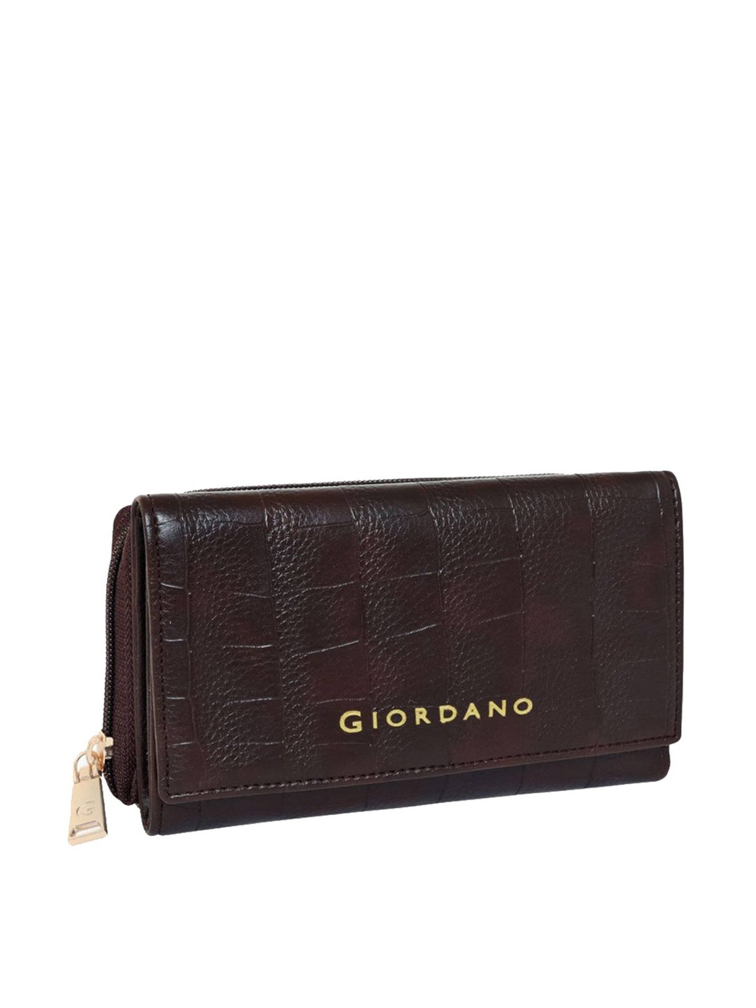 Giordano Brown Textured Tri-Fold Wallet for Women