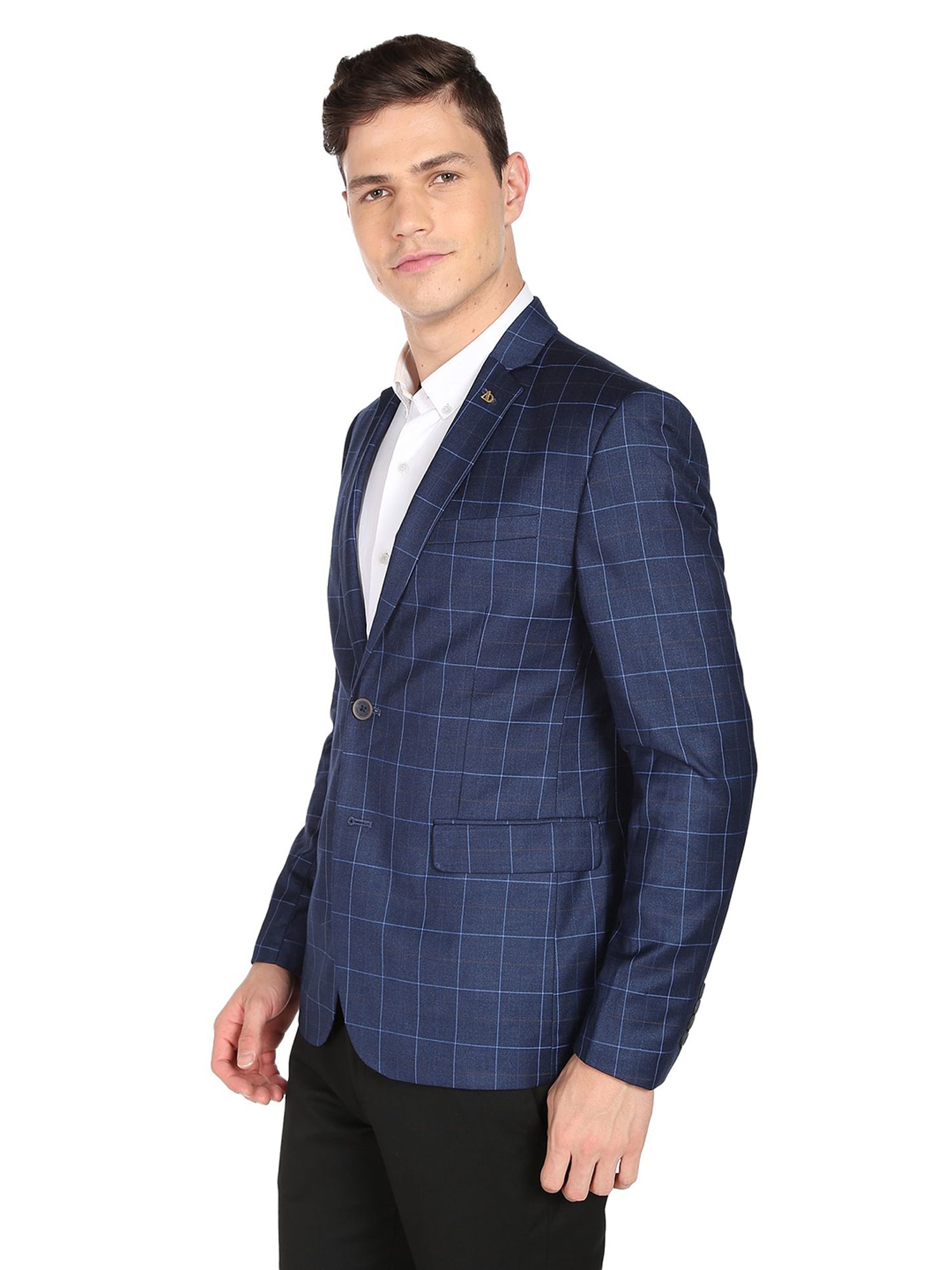 AD by Arvind Blue Full Sleeves Notched Lapel Blazer