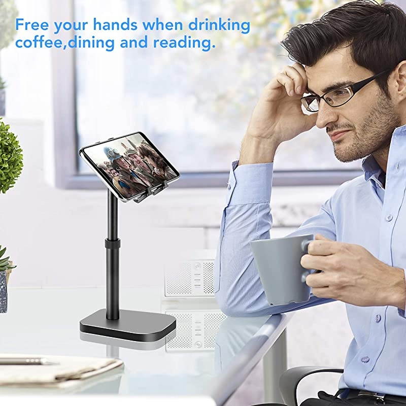 Phone Stand Phone Stand for Desk Height Adjustable Tablet Stand Holder Desktop Phone Holder for Desk Compatible with All Mobile PhonesiPad Black