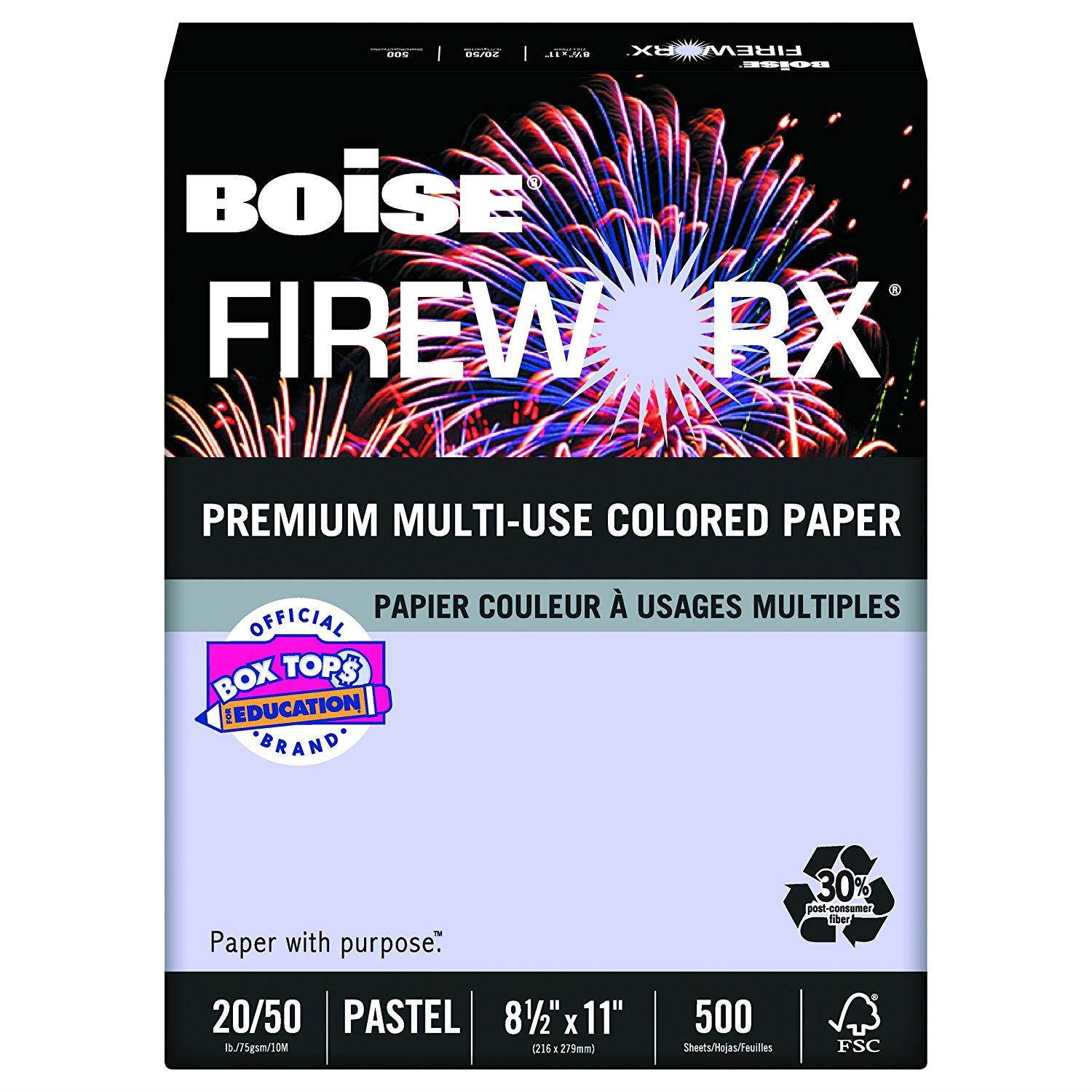 Boise Fireworx Color Copy/Laser Paper, 20 lb, Letter Size (8.5 x 11), Luminous Lavender, 500 Sheets (MP2201-LV)