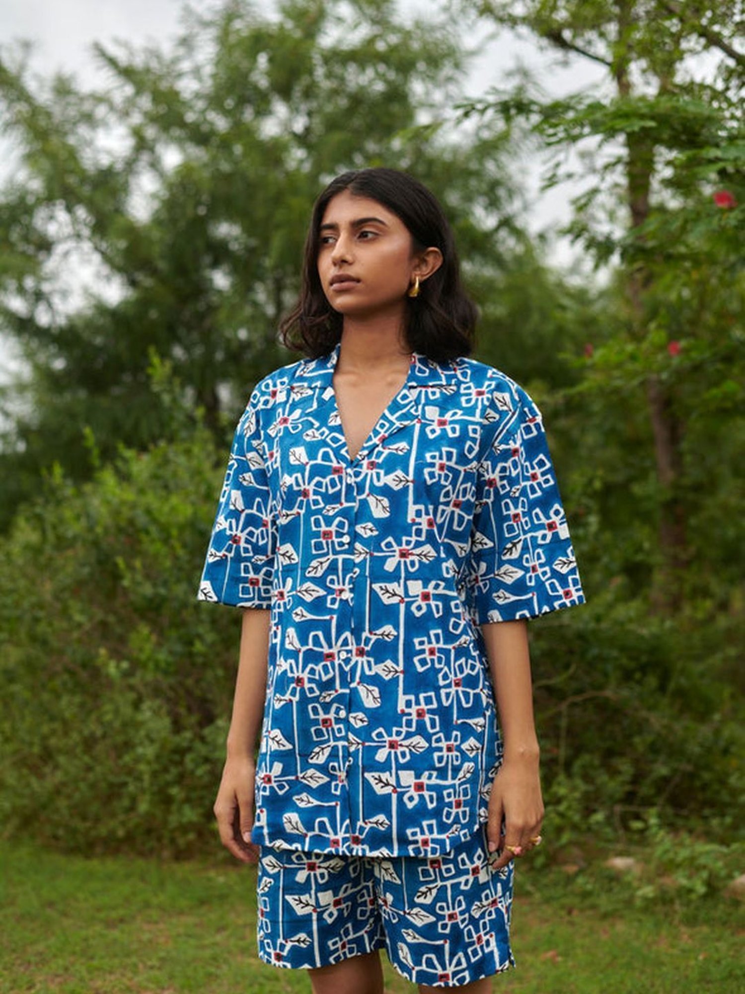 Khajoor Studio Blue Sundaze Desert Bluebell Resort Shirt & Shorts Co-ord Set