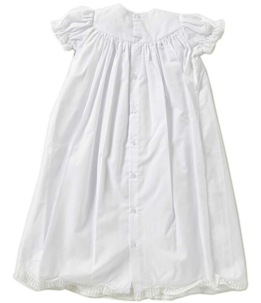 Feltman Brothers Baby Girls Newborn Lace-Detailed Smocked Christening Gown And Hat Set