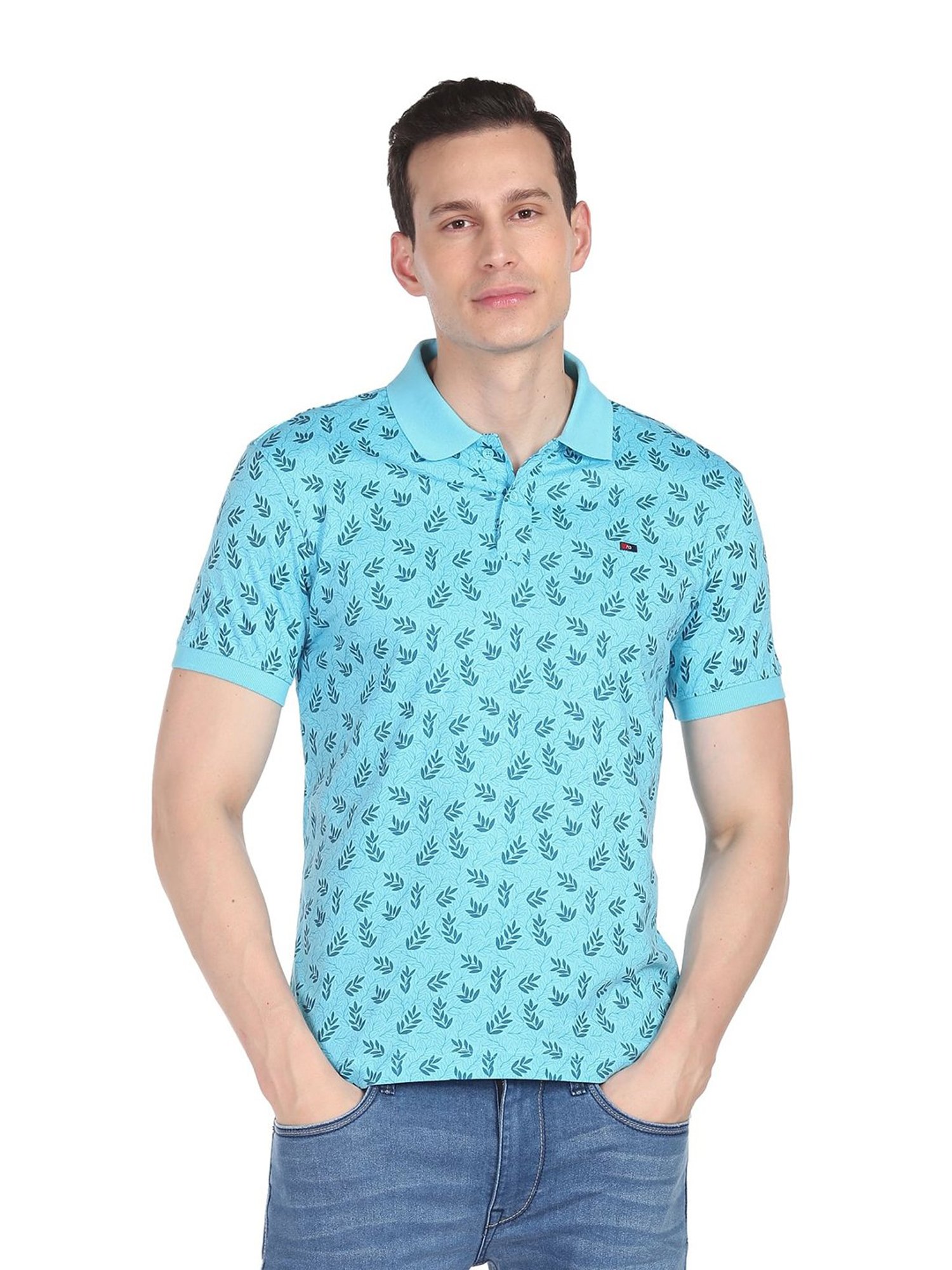 AD by Arvind Sky Blue Polo T-Shirt