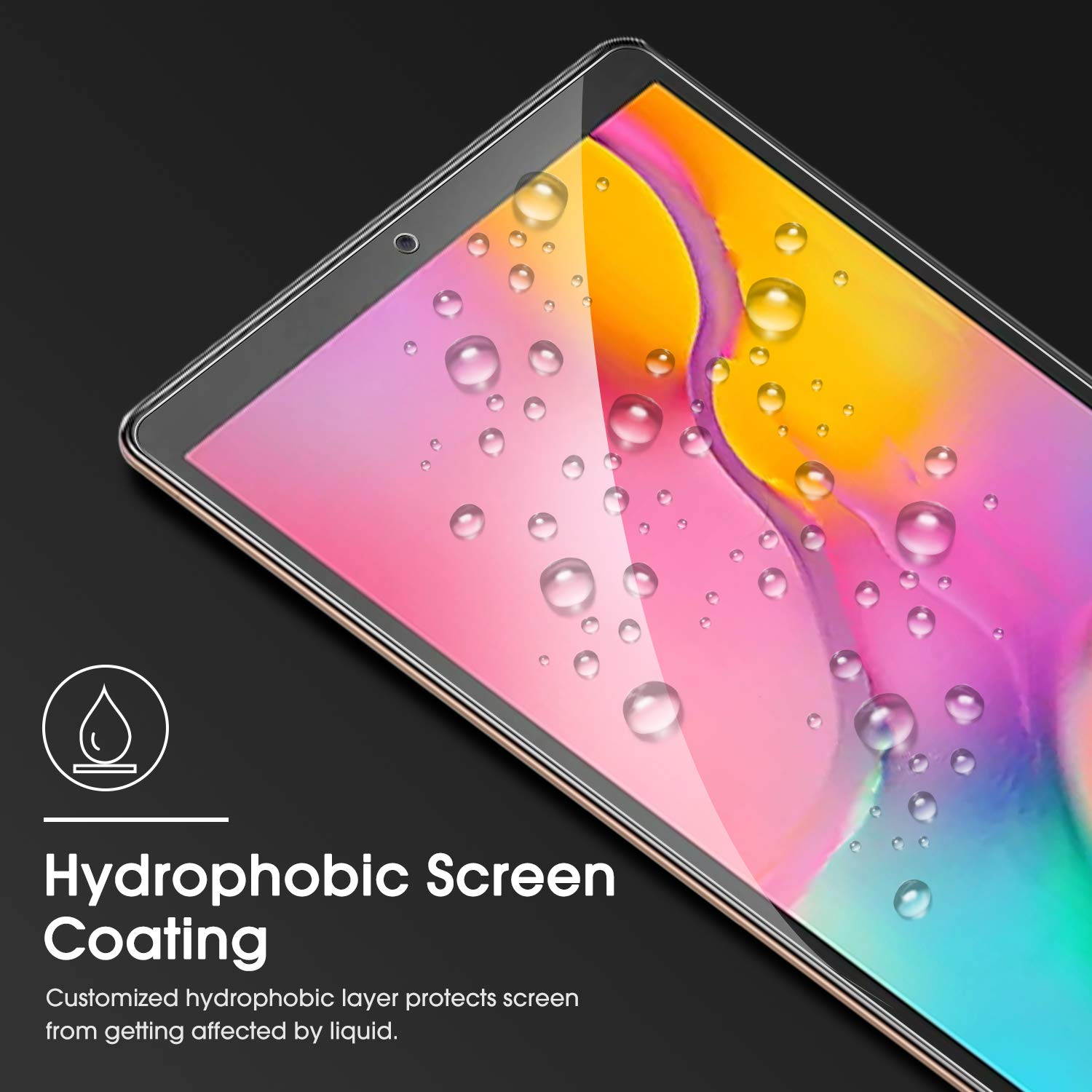 OMOTON [3 Pack Screen Protector for Samsung Galaxy Tab A 10.1 2019 Release SM-T510, Tempered-Glass/Scratch-Resistant/Bubble Free