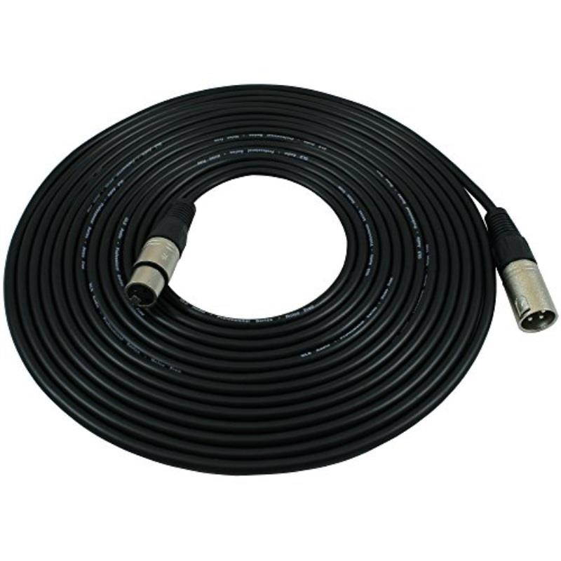gls audio 25 foot mic cable patch cords  xlr male to xlr female black microphone cables  25' balanced mic snake cord  single