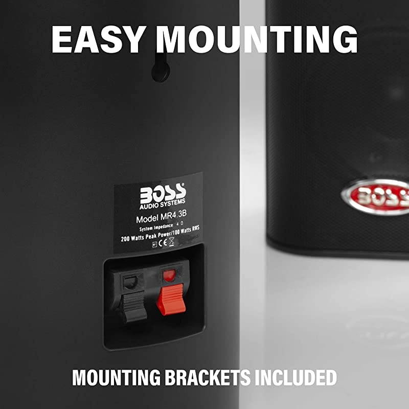 MR4.3B 200 Watt Per Pair, 4 Inch, Full Range, 3 Way Weatherproof Marine Speakers Sold in Pairs