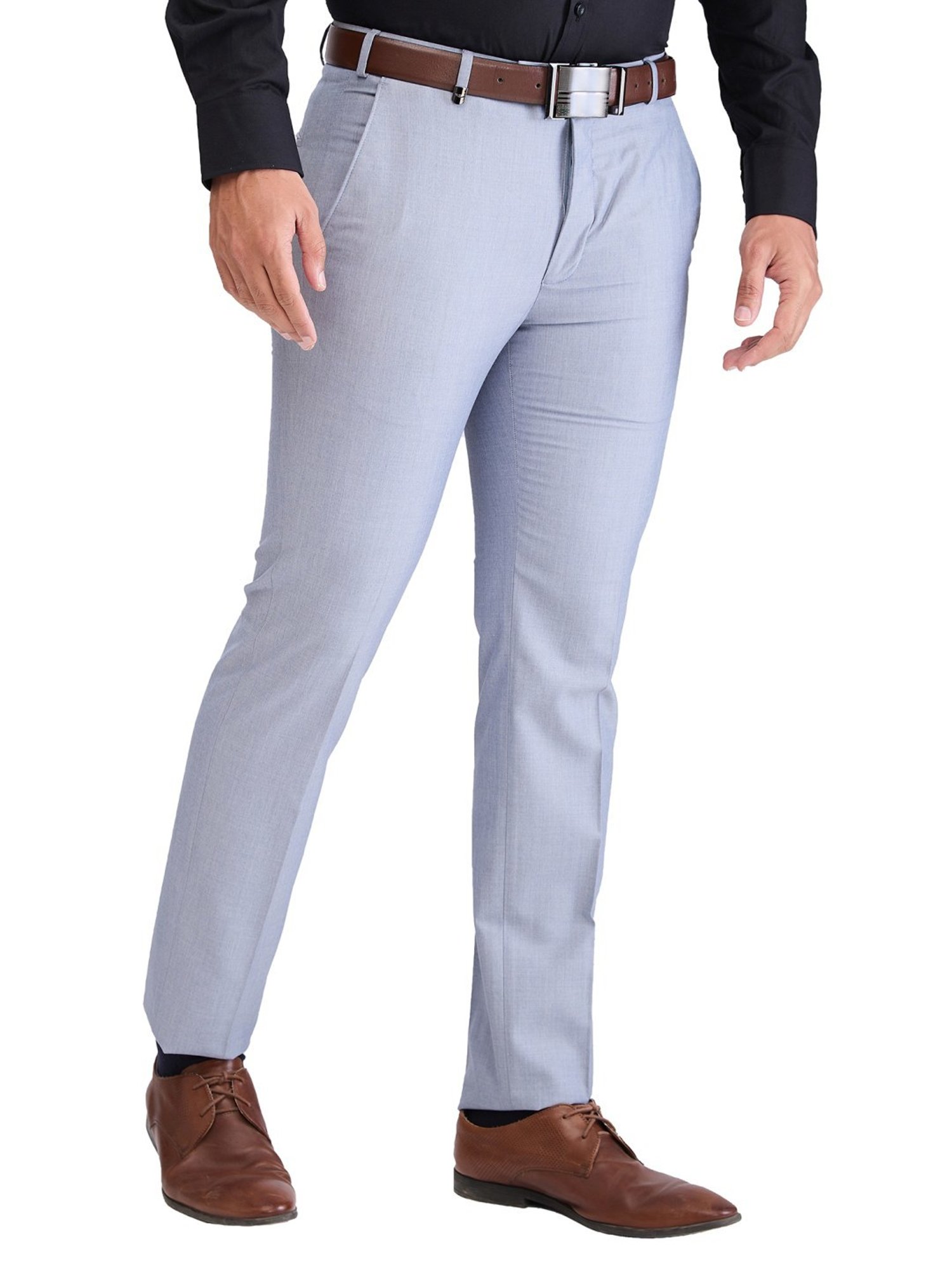 Park Avenue Grey Super Slim Fit Texture Trousers