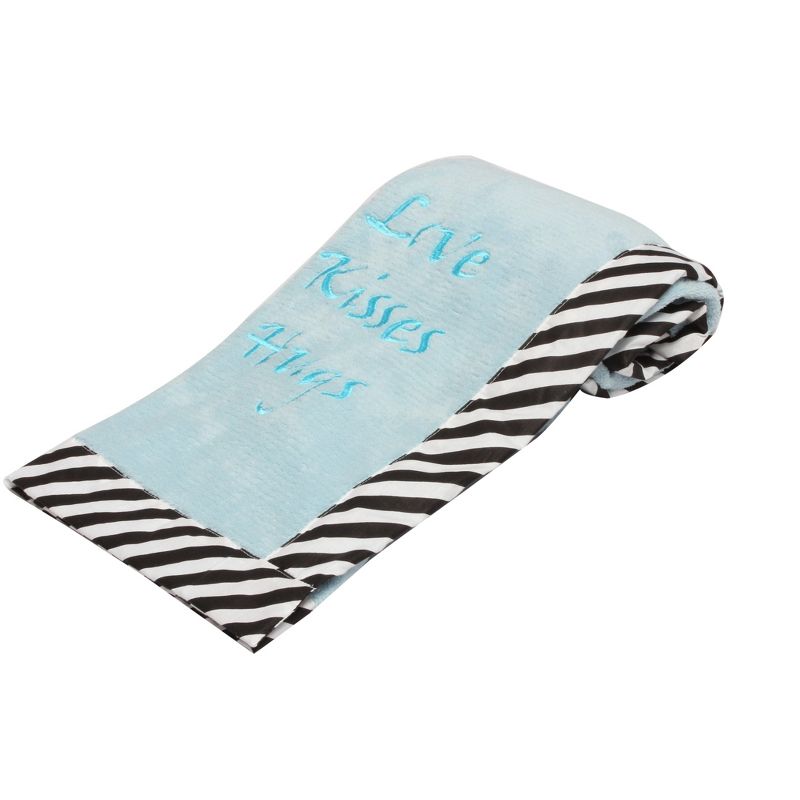 Bacati - Love Aztec Black/Turq Aqua Love Kisses Hugs Embroidered Blanket