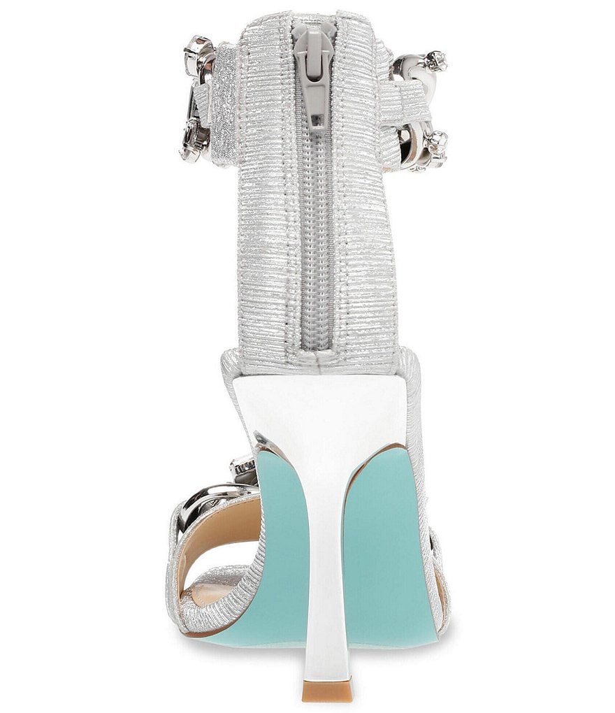 Blue by Betsey Johnson Moera Metallic Rhinestone Chain Ankle Strap Dress Sandals