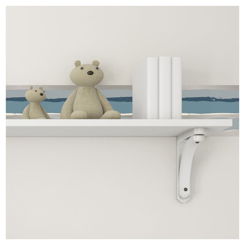 Tempaper Kids' Painted Stripe Self-Adhesive Removable Borders Wallpaper Striped Blue/Gray