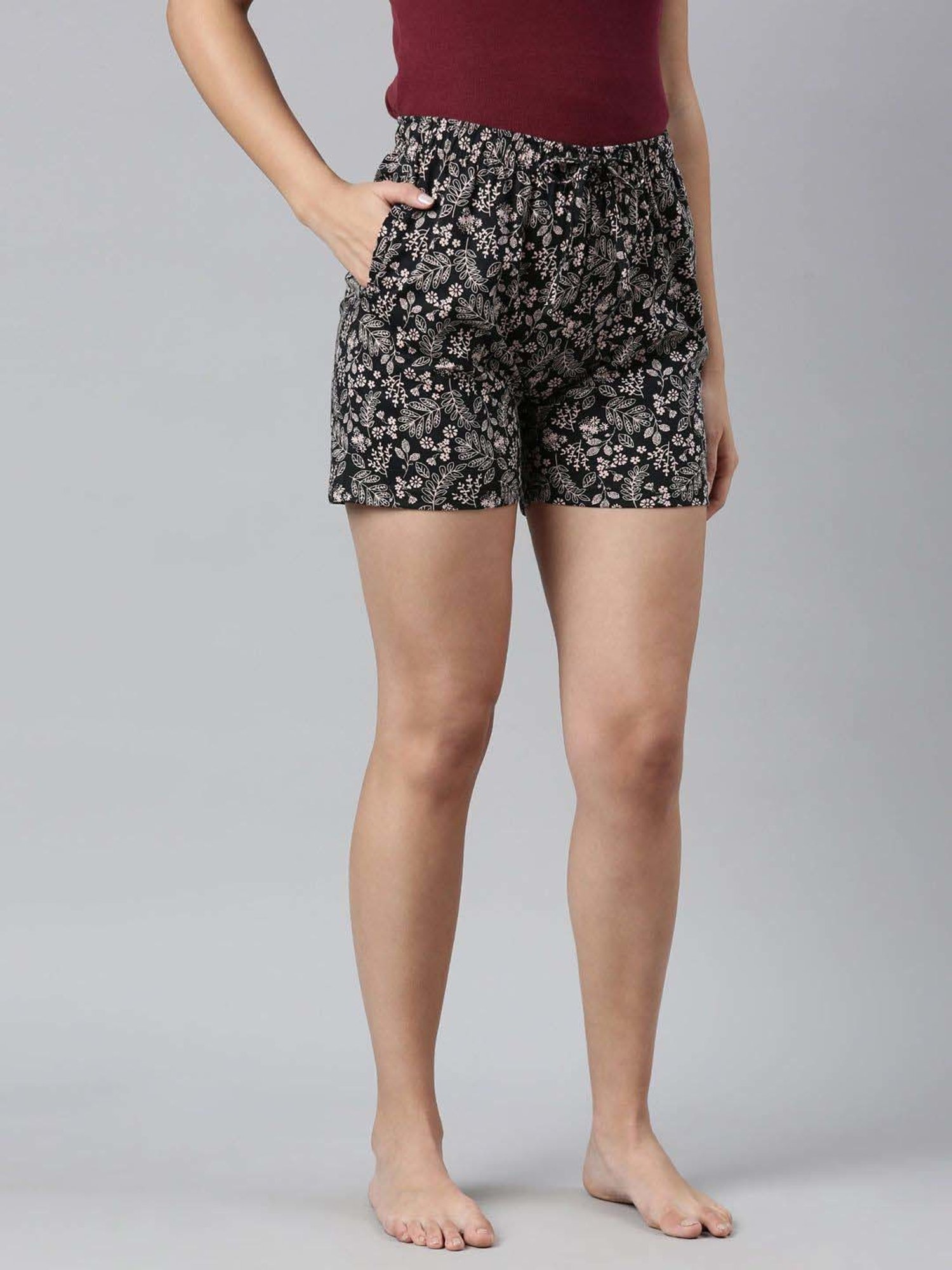 Go Colors! Black Cotton Printed Shorts