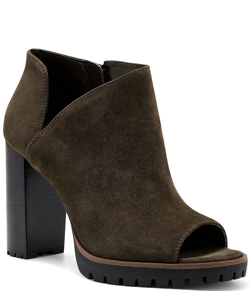 Vince Camuto Hevana Block Heel Peep Toe Suede Booties