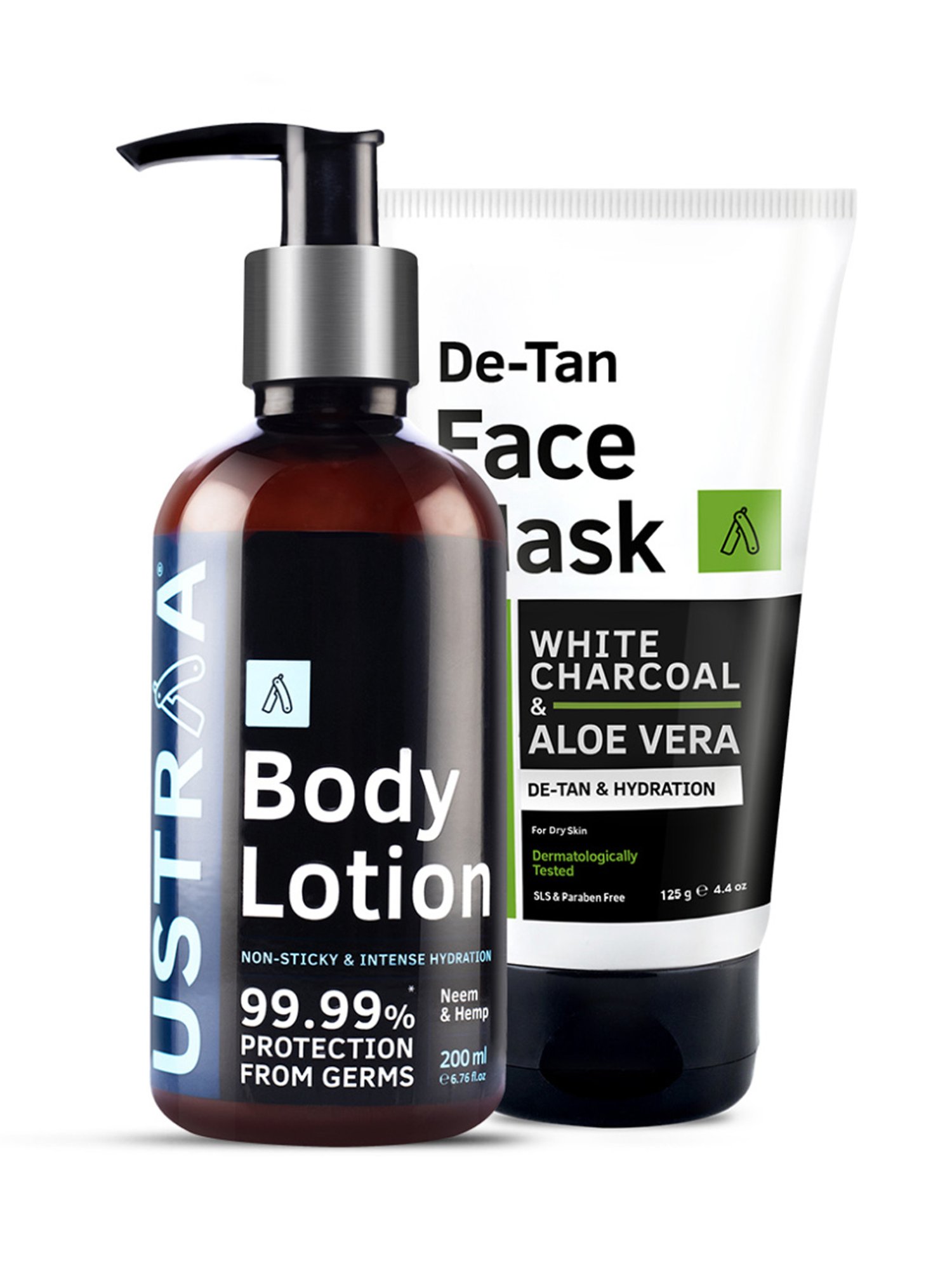 Ustraa Germ Free Body Lotion & Dry Skin De-Tan Face Mask Combo