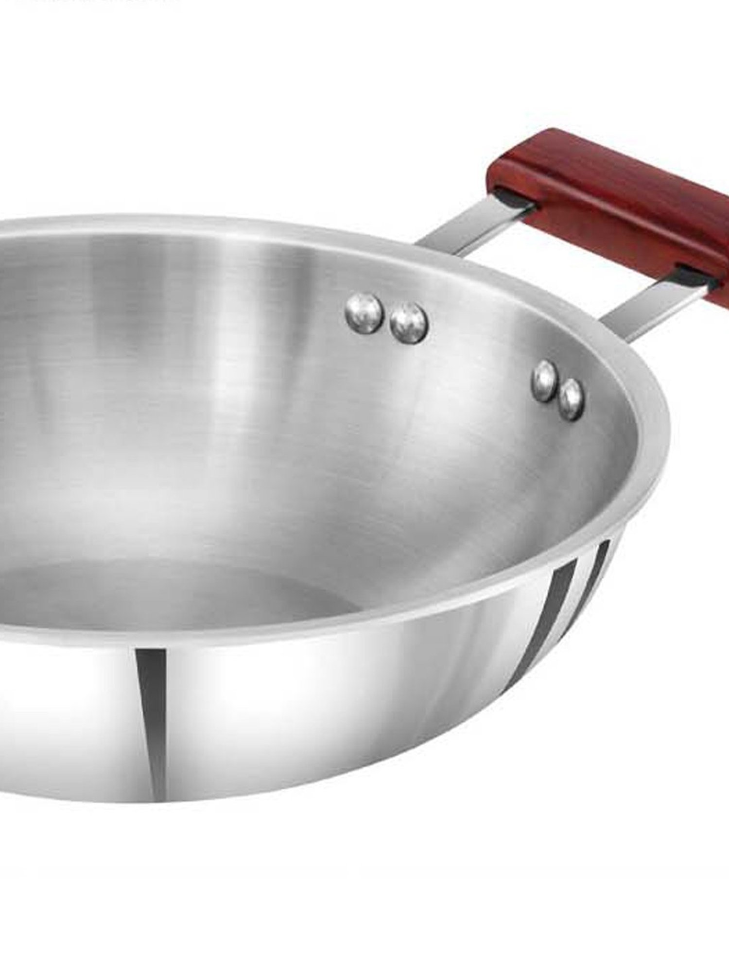 ALLO Silver Stainless Steel Induction Friendly Triply Kadhai (3 L)